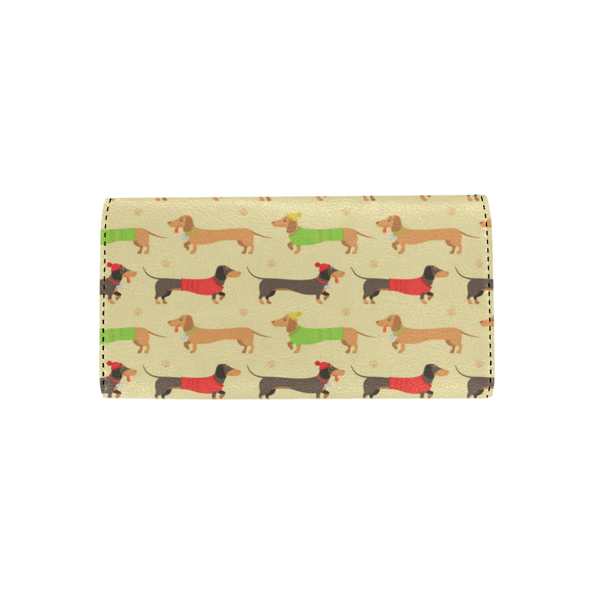 Dachshund Pattern Print Design 06 Women's Trifold Wallet