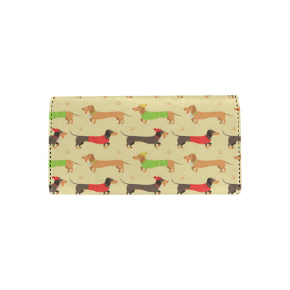 Dachshund Pattern Print Design 06 Women's Trifold Wallet