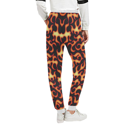 Flame Fire Themed Print Unisex Sweatpants