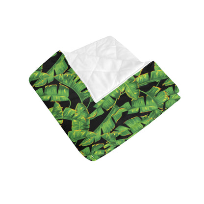 Banana Leaf Pattern Print Design 03 Premium Quilt