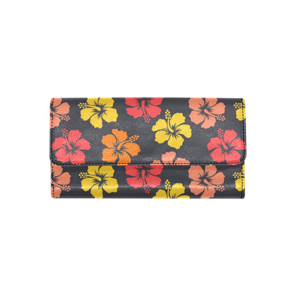Hibiscus Pattern Print Design HB024 Women's Trifold Wallet