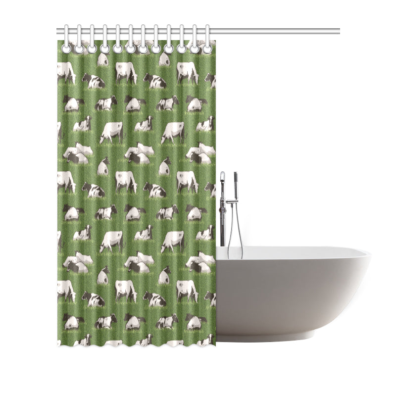 Cow on Grass Print Pattern Shower Curtain