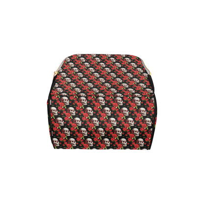 Red Rose Skull Design Print Diaper Bag Backpack