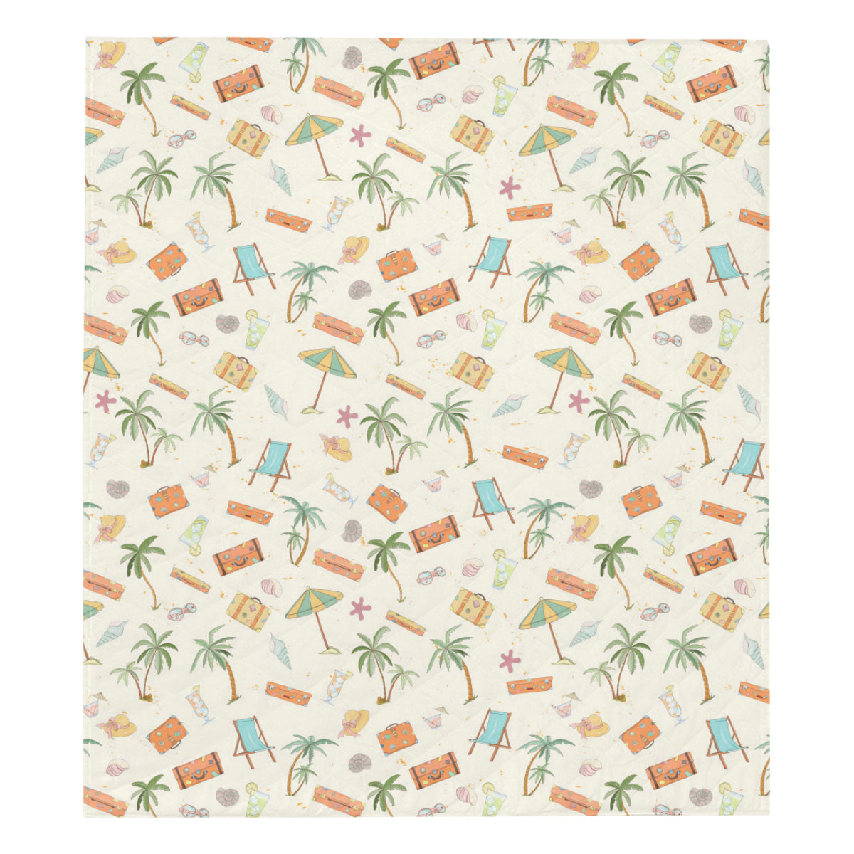 Beach Themed Pattern Print Design 05 Premium Quilt