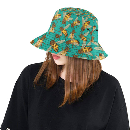 Bee Pattern Print Design BEE04 Unisex Bucket Hat