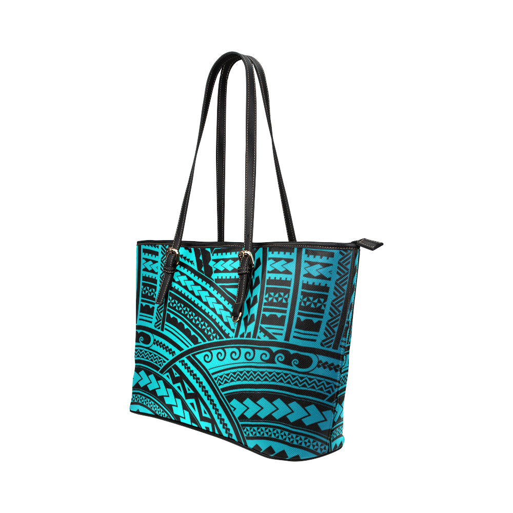 Polynesian Tribal Leather Tote Bag