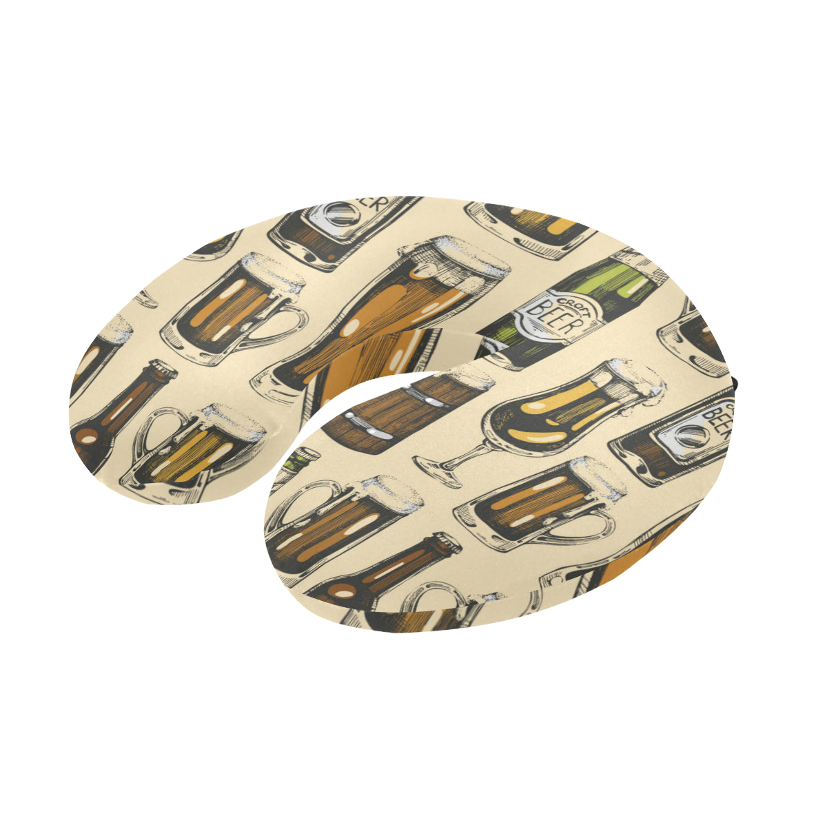 Beer Pattern Print Design 04 U-Shaped Travel Neck Pillow