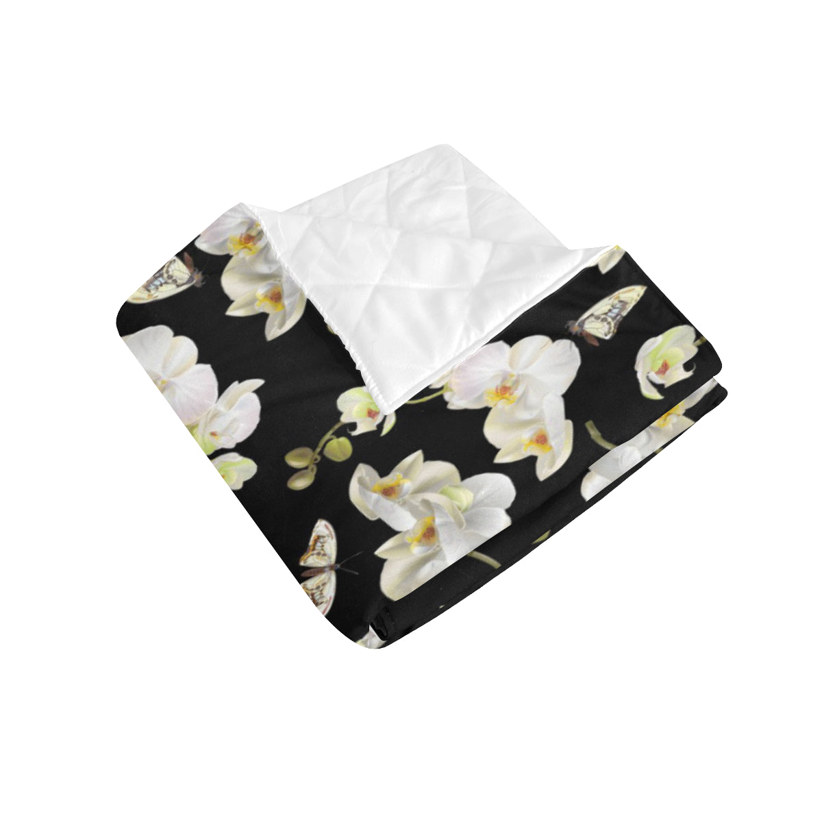 Orchid White Pattern Print Design OR011 Premium Quilt
