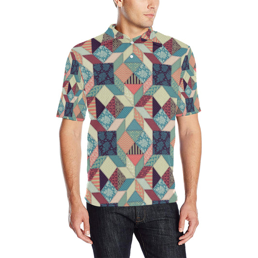 Patchwork Pattern Print Design 02 Men Polo Shirt