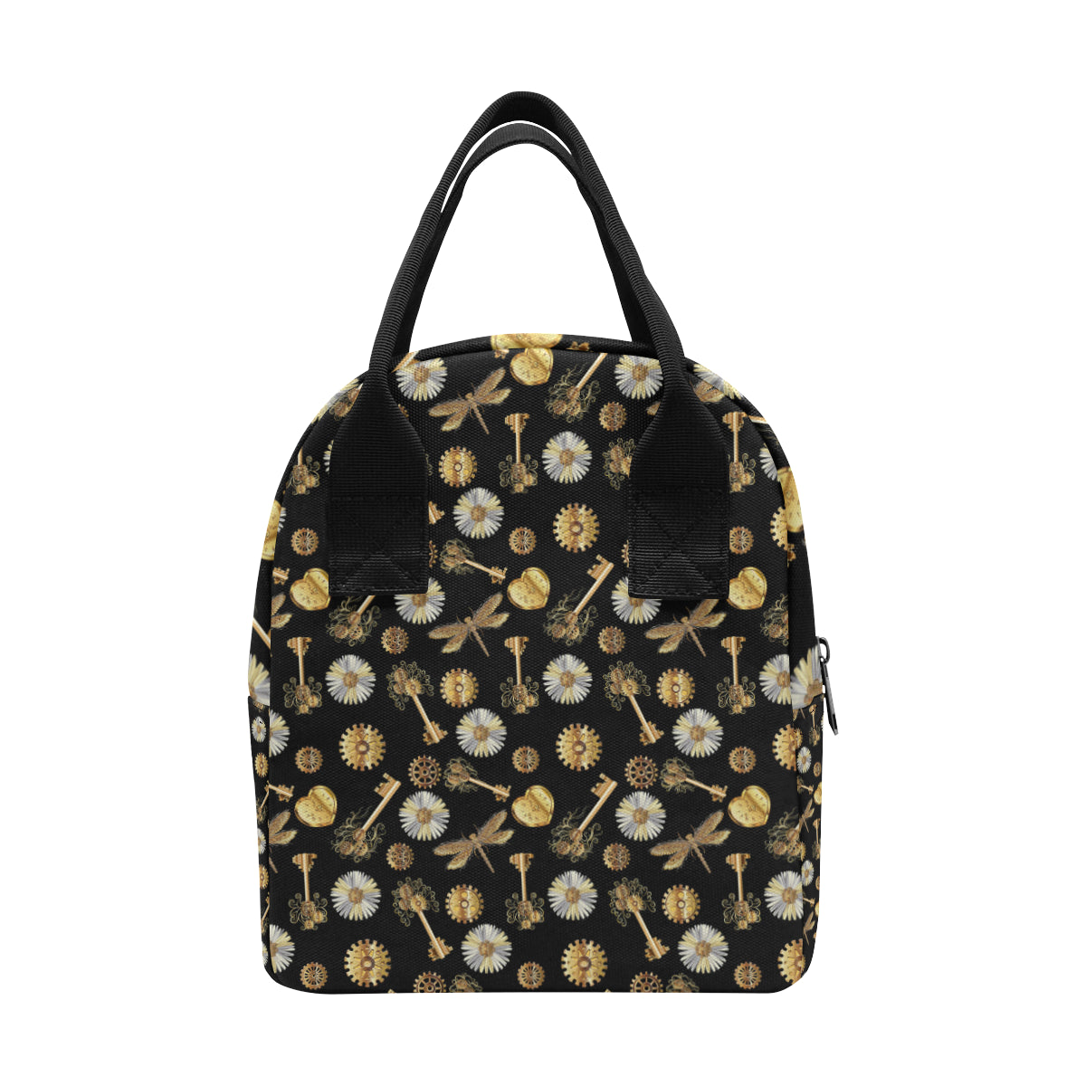 Steampunk Dragonfly Design Themed Print Insulated Lunch Bag