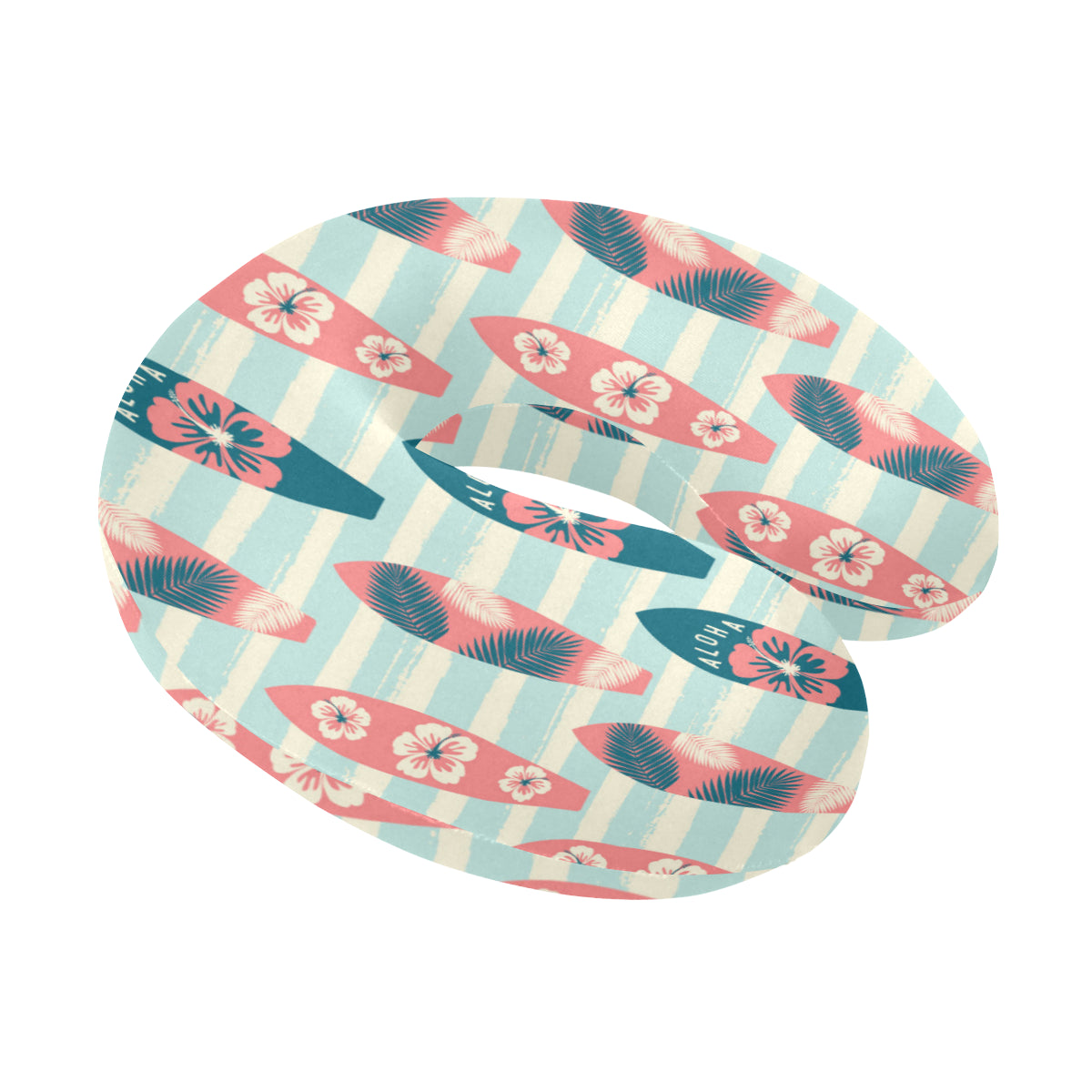 Aloha Hawaii Surfboard Pattern Print Design 02 U-Shaped Travel Neck Pillow