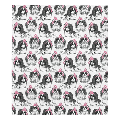 Japanese Chin Pattern Print Design 01 Premium Quilt