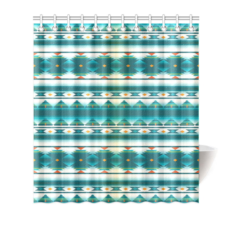 Blue Tribal Aztec Shower Curtain