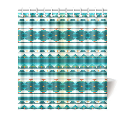 Blue Tribal Aztec Shower Curtain