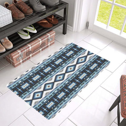 Navajo Dark Blue Print Pattern Rubber Doormat