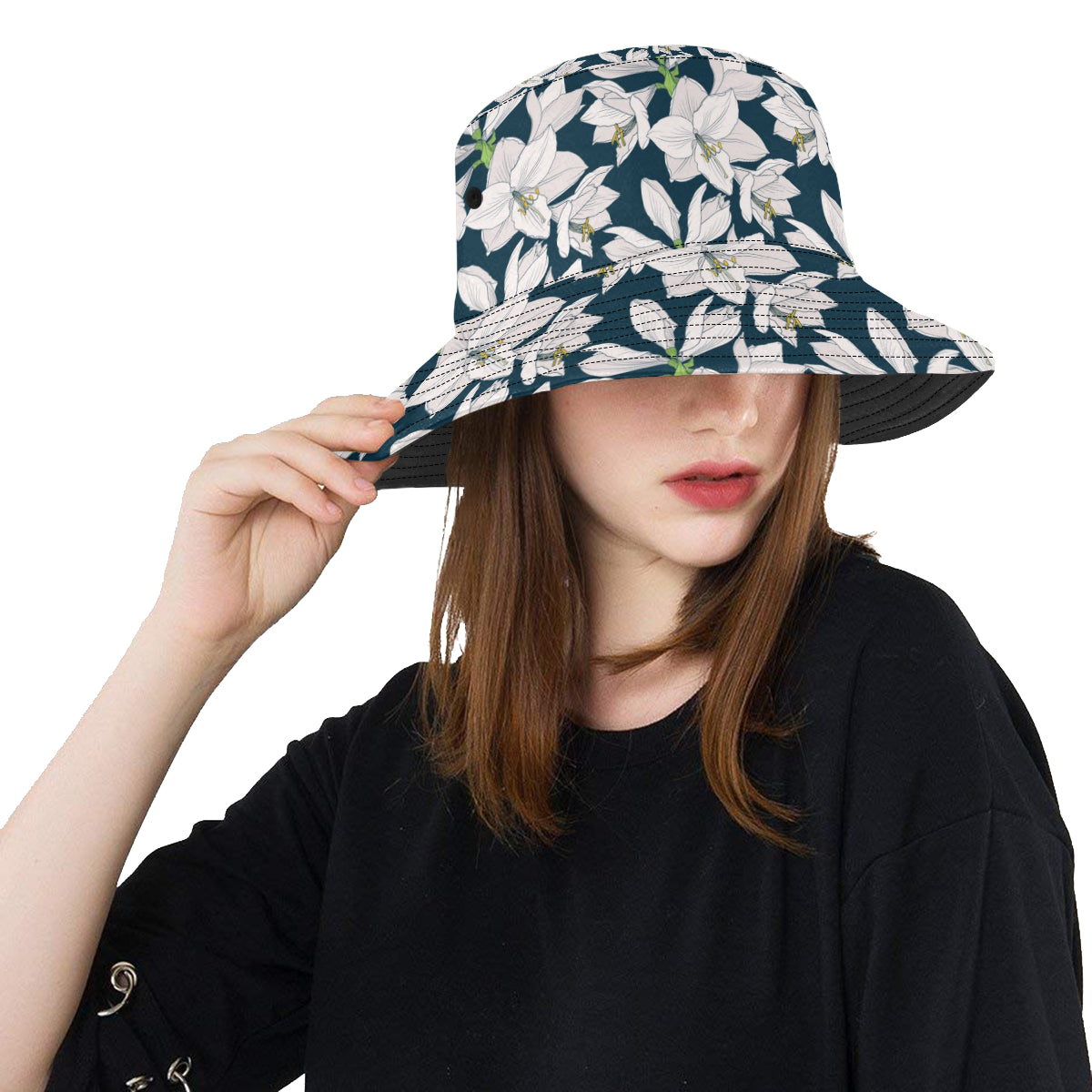 Amaryllis Pattern Print Design AL02 Unisex Bucket Hat
