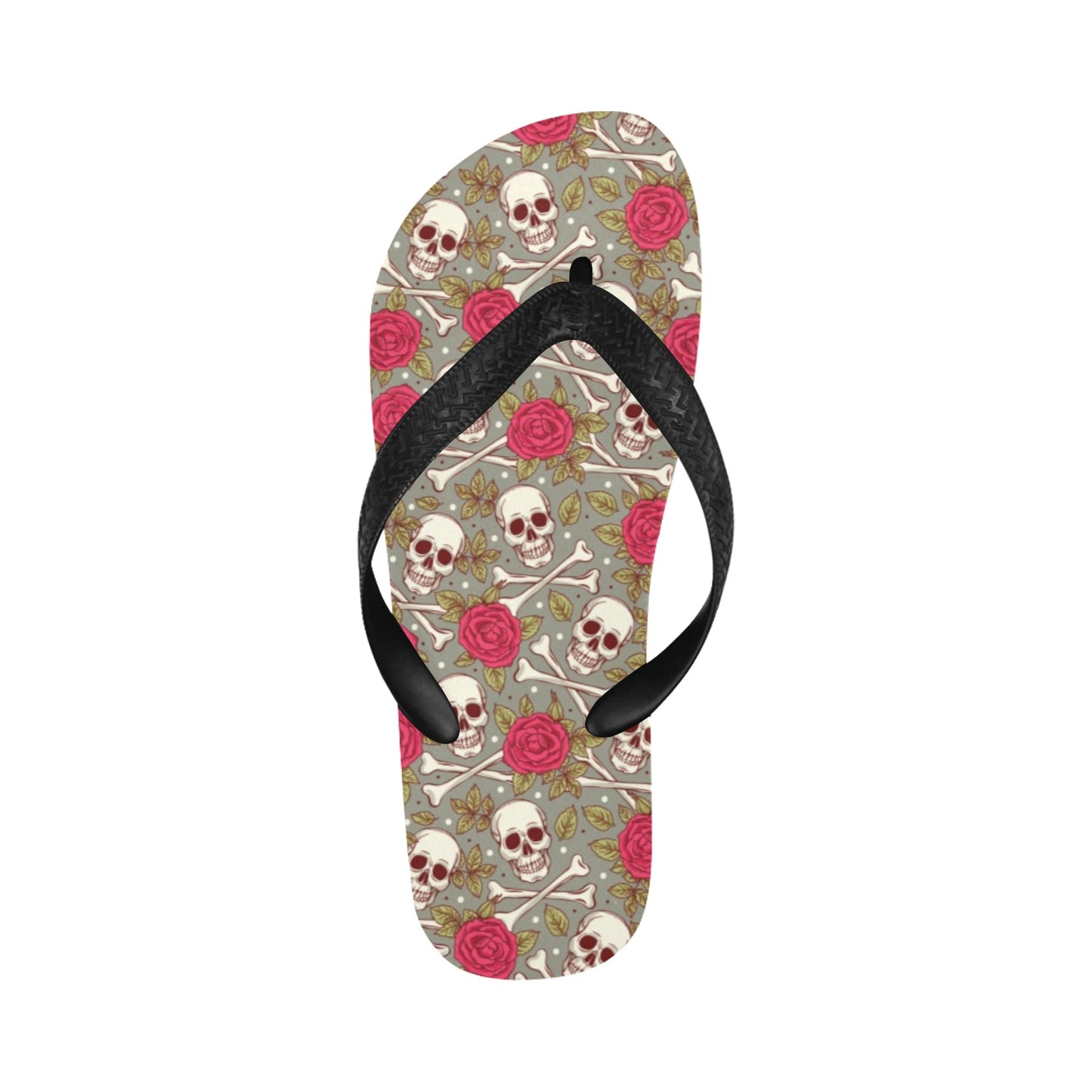 Skull Bone Rose Print Design LKS303 Flip Flops