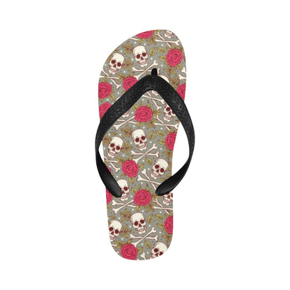 Skull Bone Rose Print Design LKS303 Flip Flops