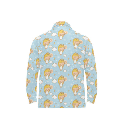 Angel Pattern Print Design 05 Long Sleeve Polo Shirt For Men's
