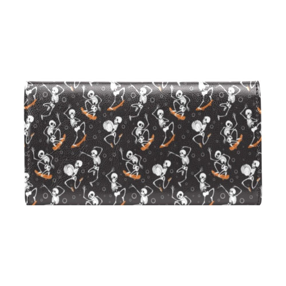 Skateboard With Skeleton Print Design LKS303 Women's Trifold Wallet