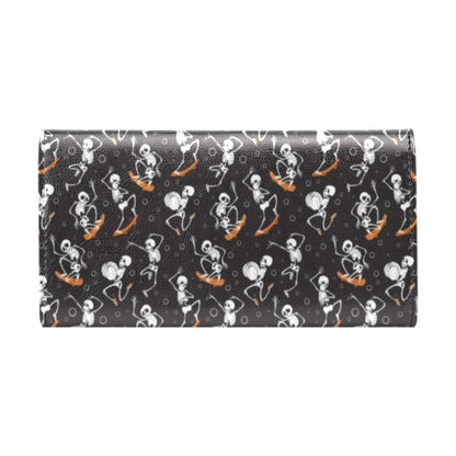 Skateboard With Skeleton Print Design LKS303 Women's Trifold Wallet