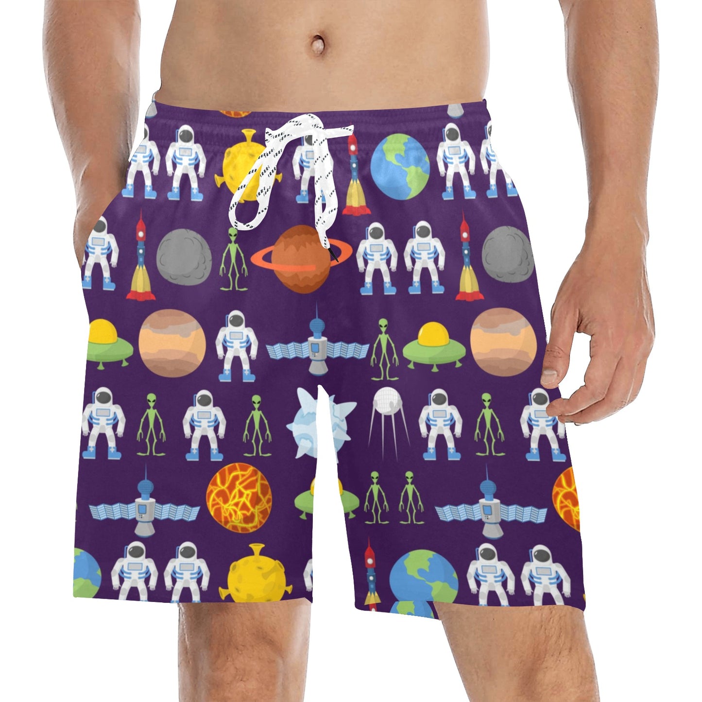 Alien Astronaut Planet Men's Swim Trunks Beach Shorts
