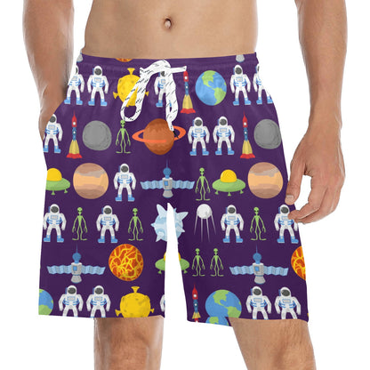 Alien Astronaut Planet Men's Swim Trunks Beach Shorts