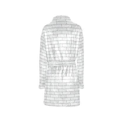 Brick White Pattern Print Design 03 Women's Fleece Robe