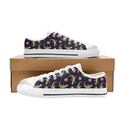 lizard Print Design LKS402 Women's White Low Top Shoes