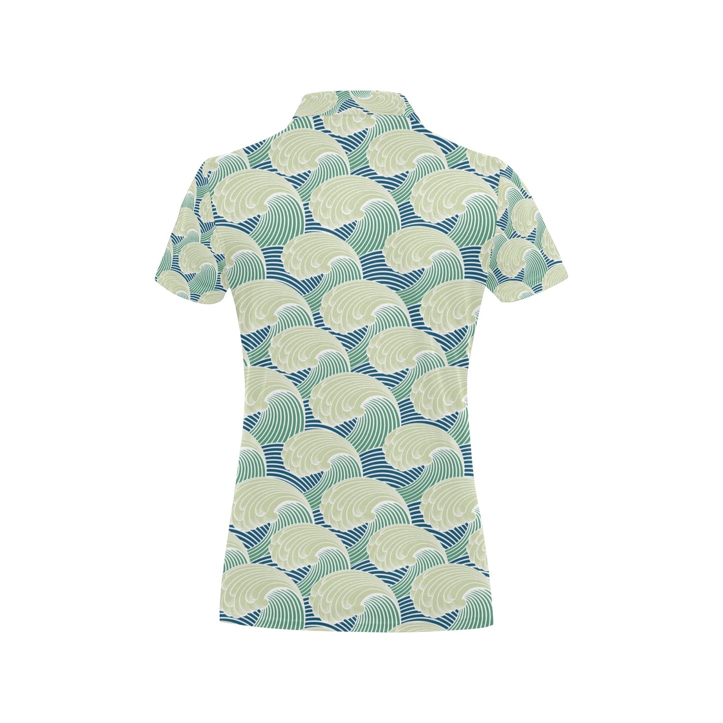 Wave Japan Style Print Design LKS302 Women's Polo Shirt
