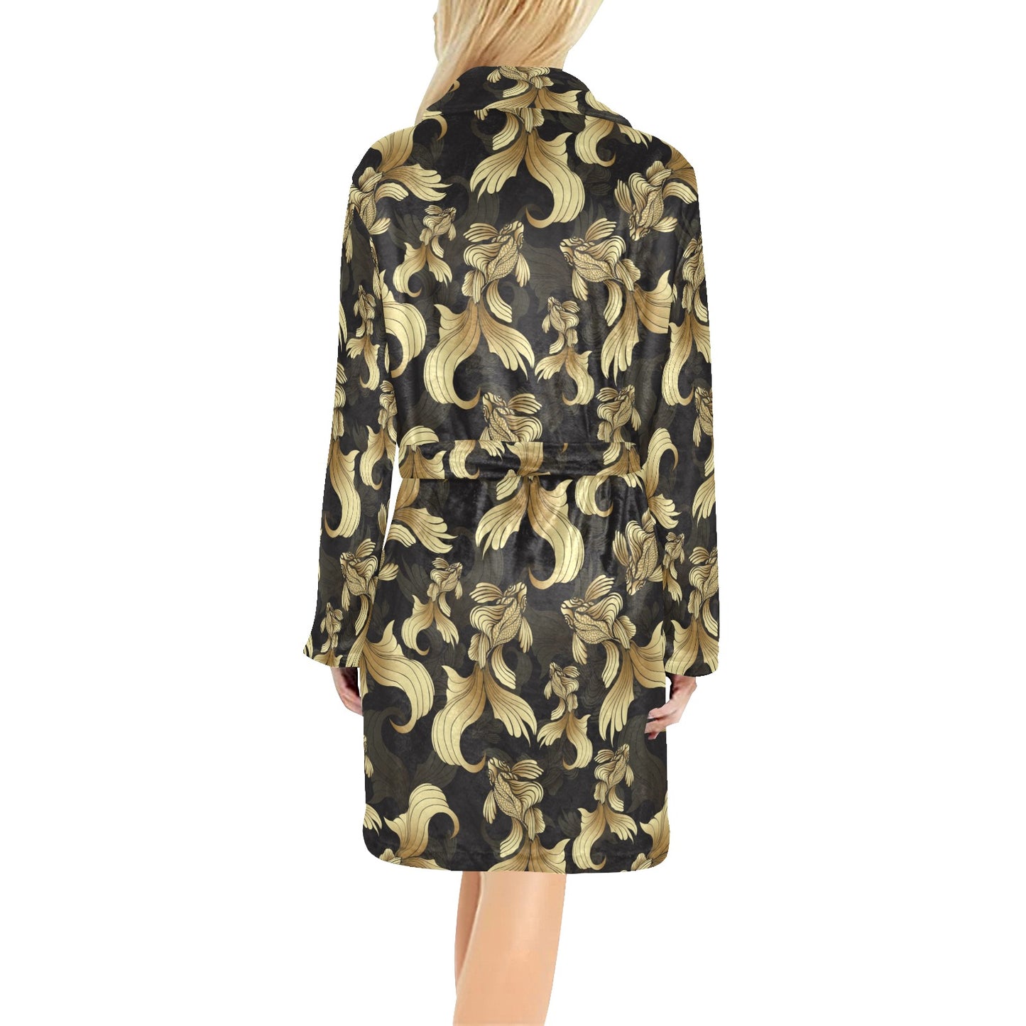 Goldfish Pattern Print Design 02 Women's Fleece Robe