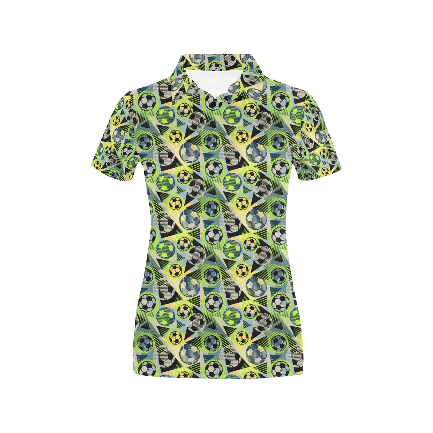 Soccer Ball Themed Print Pattern Women's Polo Shirt