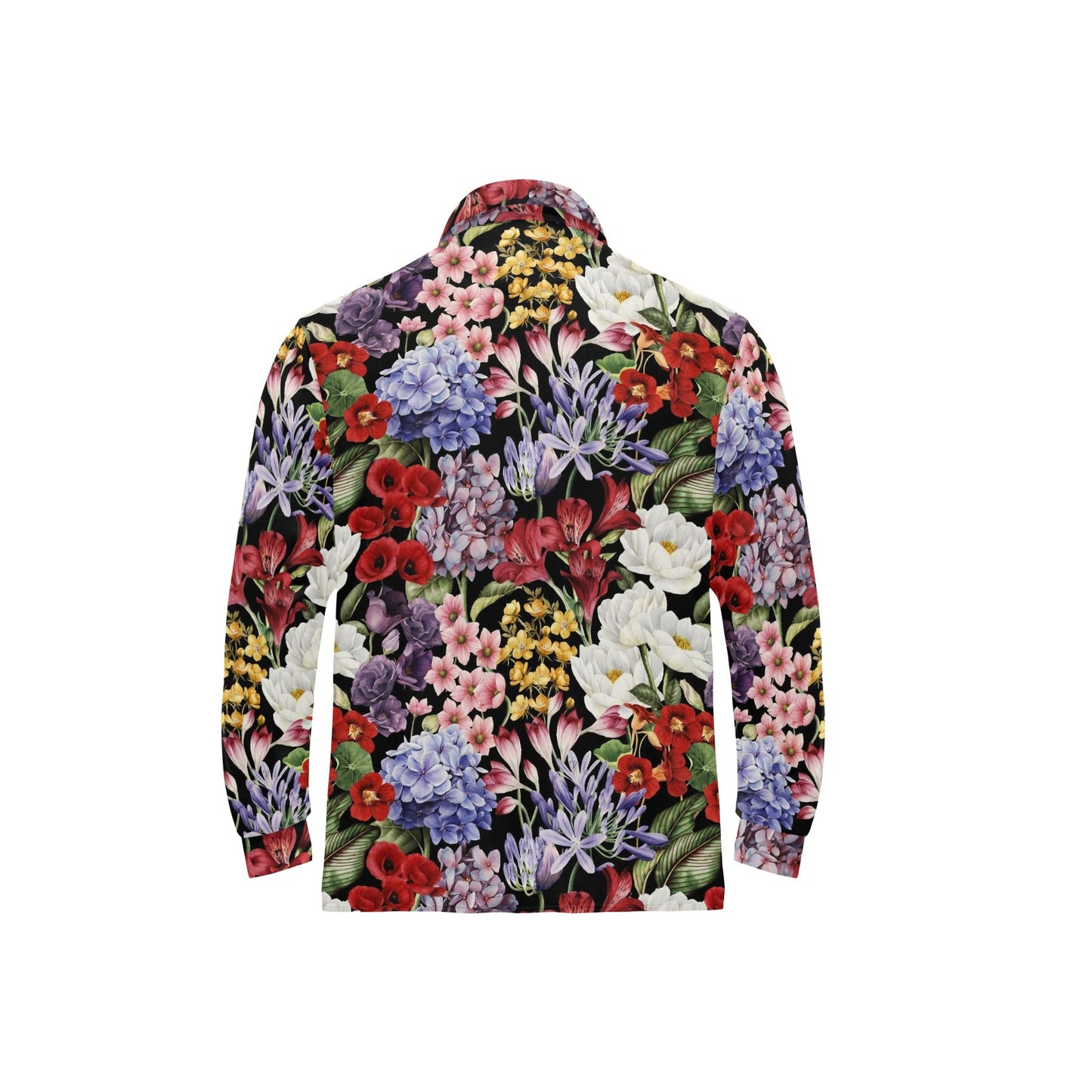 Summer Floral Pattern Print Design SF04 Long Sleeve Polo Shirt For Men's