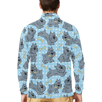 Schnauzers Pattern Print Design A02 Long Sleeve Polo Shirt For Men's