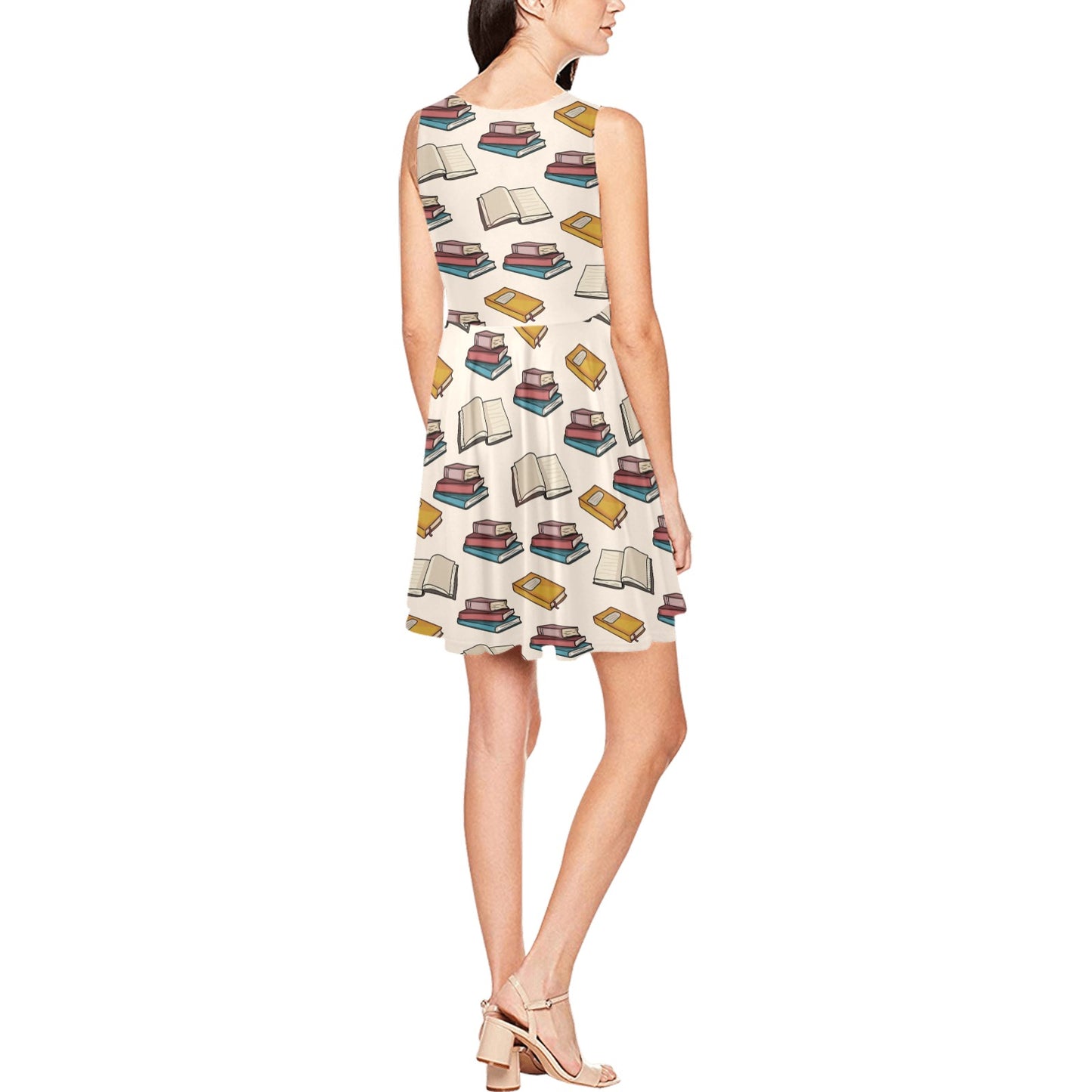 Book Pattern Print Design 04 Sleeveless Dress