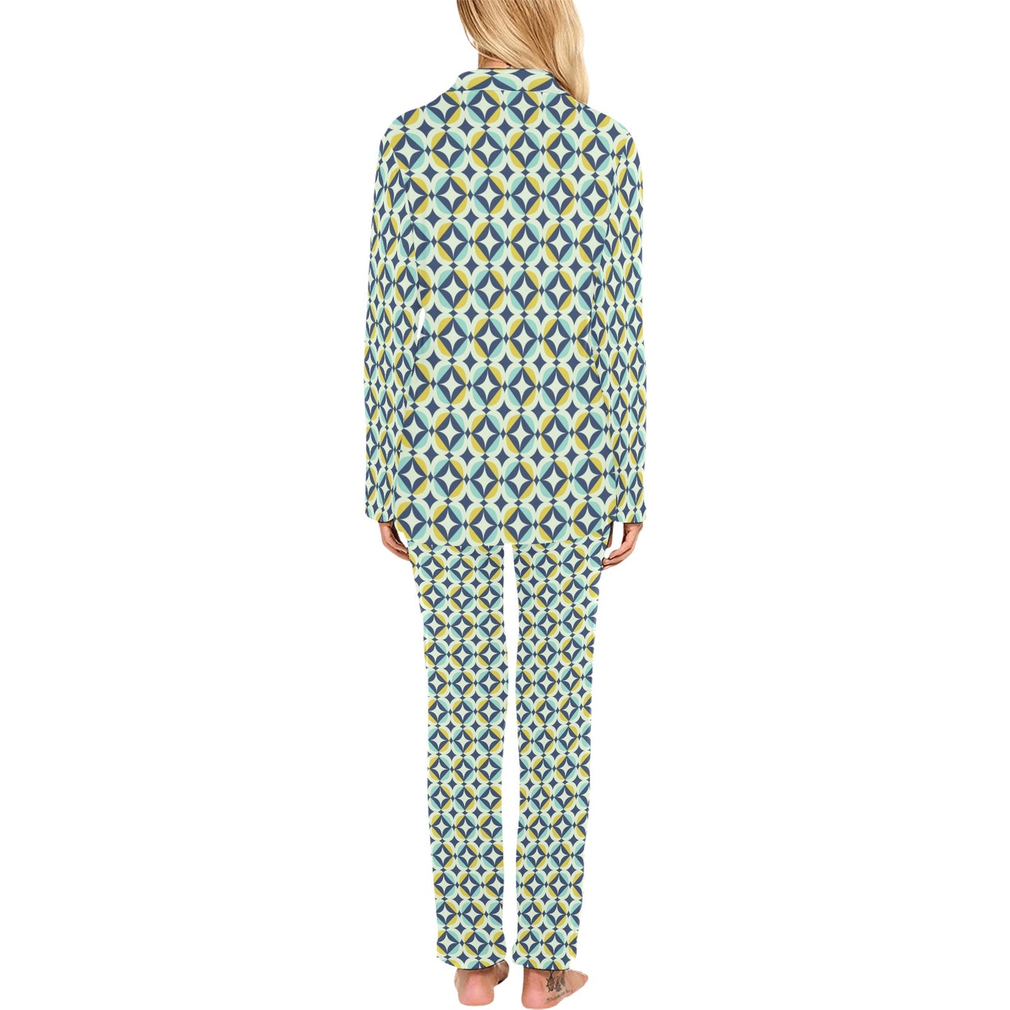 Swedish Design Pattern Women's Long Pajama Set