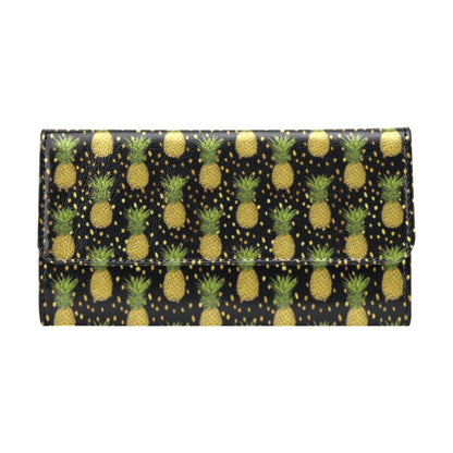 Pineapple Gold Dot Themed Print Women's Trifold Wallet