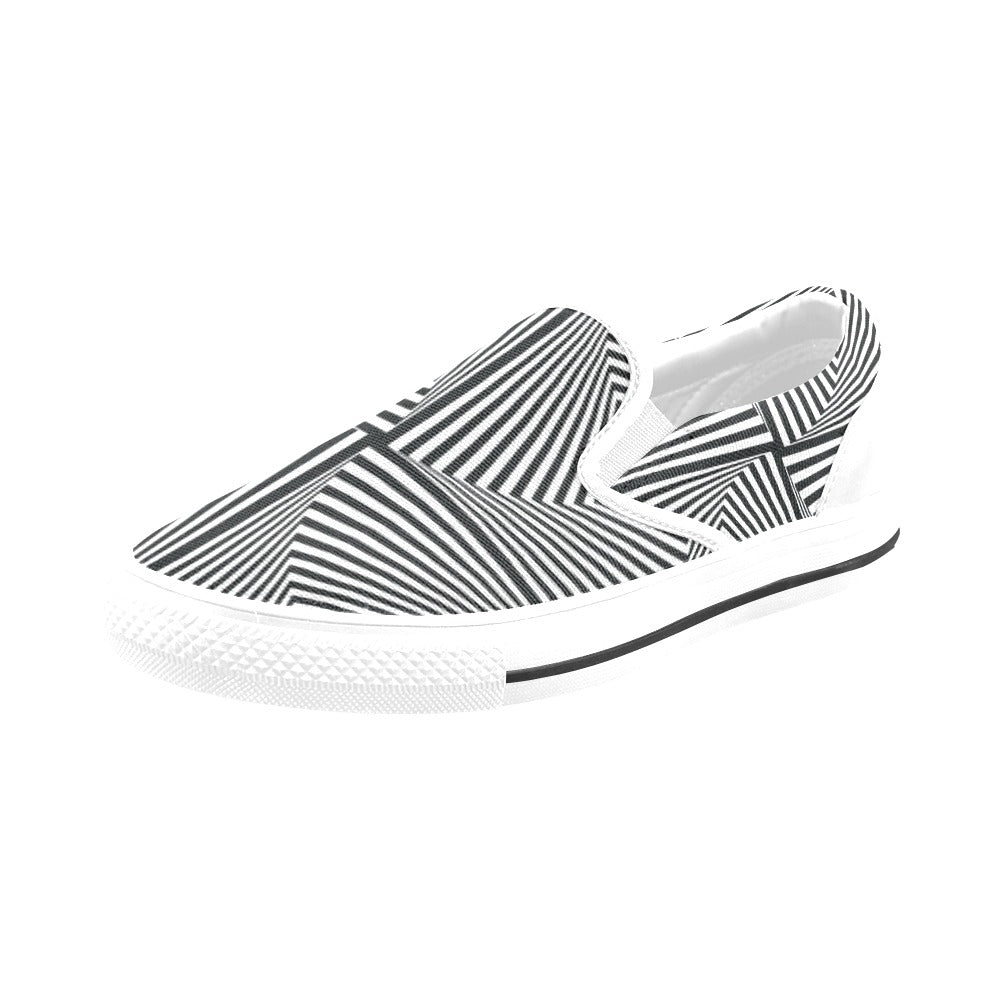 Vortex Print Design LKS302 White Slip Ons Canvas Women's Shoes