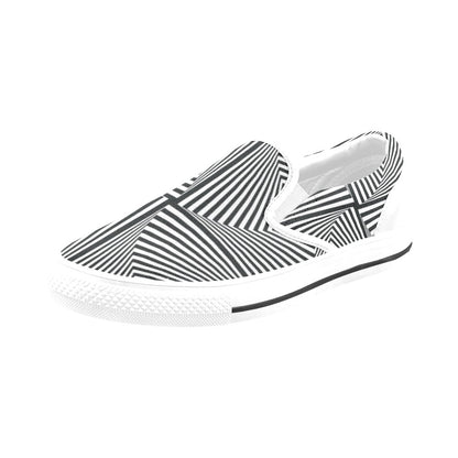 Vortex Print Design LKS302 White Slip Ons Canvas Women's Shoes