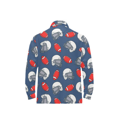 American Football Helmet Design Pattern Long Sleeve Polo Shirt For Men's