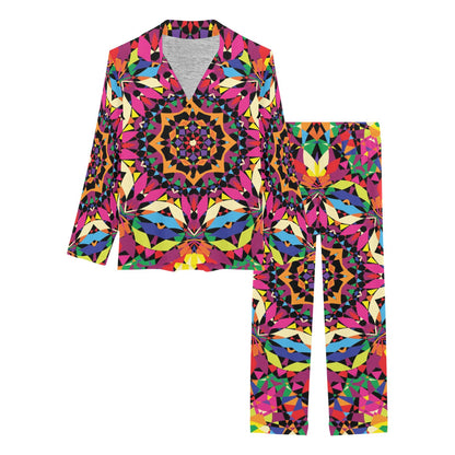 Kaleidoscope Pattern Print Design 02 Women's Long Pajama Set