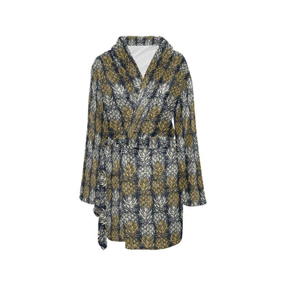Pineapple Print Design Pattern Women's Fleece Robe