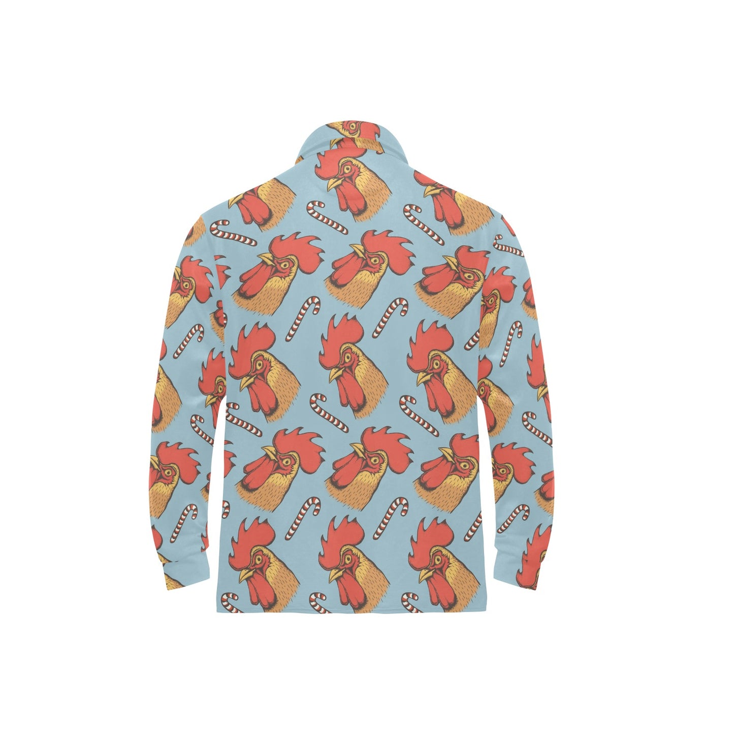 Rooster Pattern Print Design A05 Long Sleeve Polo Shirt For Men's