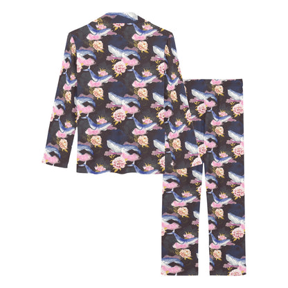 Blue Whale Print Design LKS401 Women's Long Pajama Set