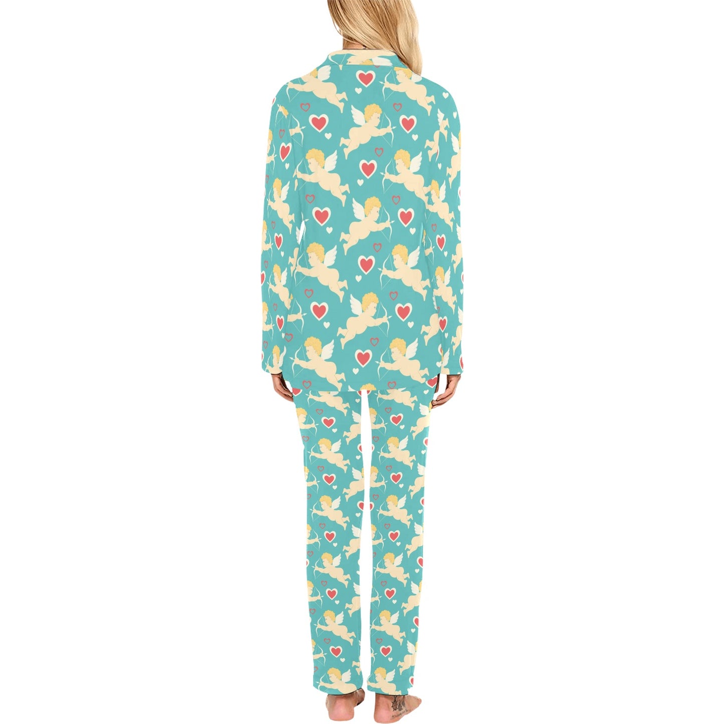 Cupid Pattern Print Design 01 Women's Long Pajama Set
