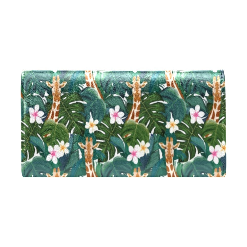 Giraffe Jungle Design Print Women's Trifold Wallet