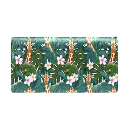 Giraffe Jungle Design Print Women's Trifold Wallet