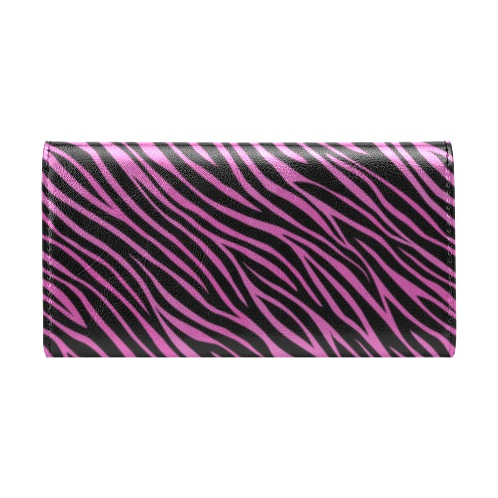 Zebra Pink Print Design LKS304 Women's Trifold Wallet