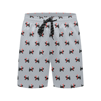 Scottish Christmas Themed Terriers Print Design LKS3018 Men's Swim Trunks Beach Shorts