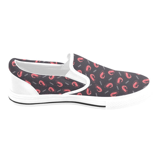 Shrimp Print Design LKS302 White Slip Ons Canvas Women's Shoes